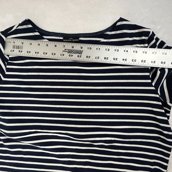 Nursing Queen Womens Navy Striped Nursing Top XL 3/4 Sleeve with Hidden Zipper - Picture 4 of 11